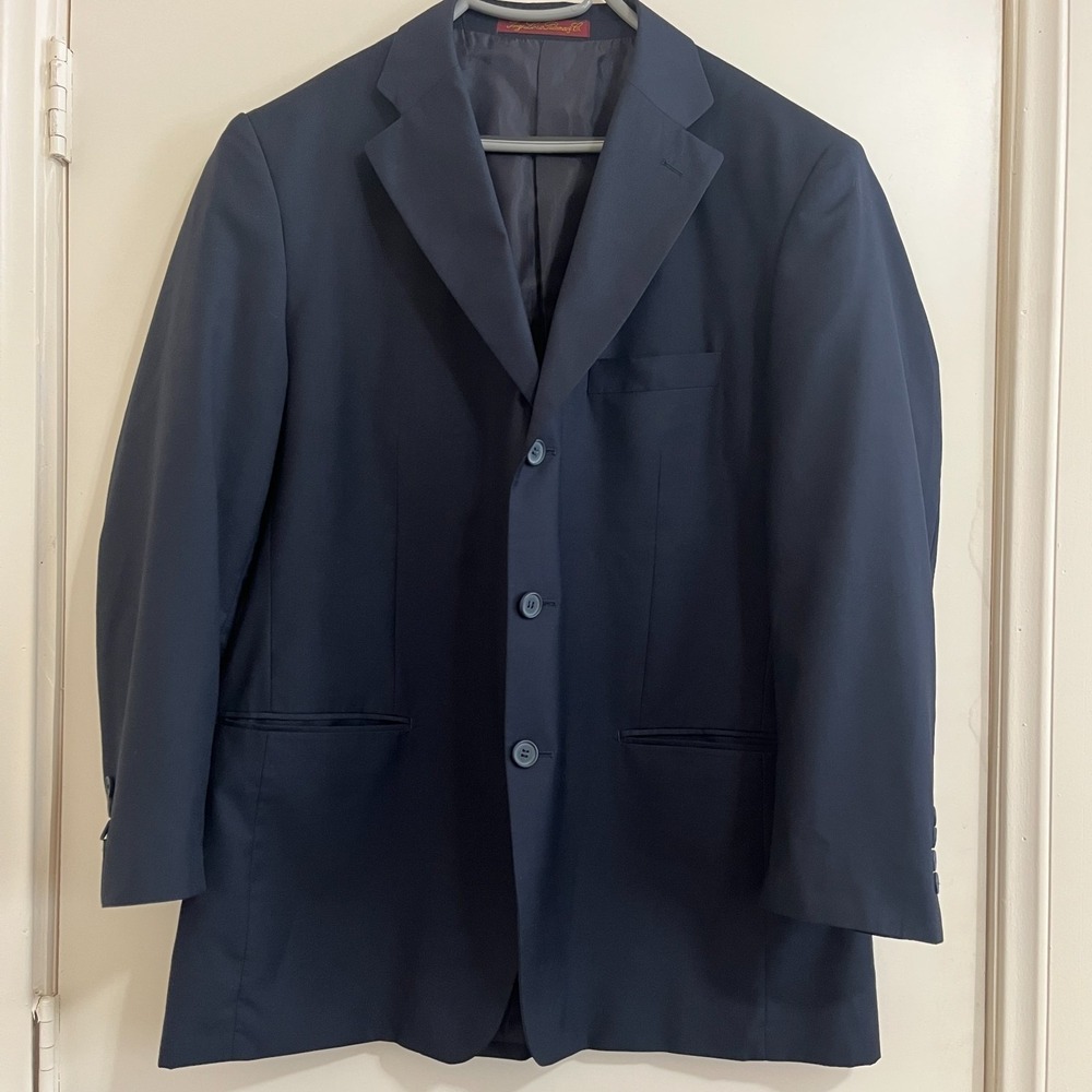 Loro Piana Men Sport Coat Eur 56R Black 100% Merino Wool 3 Button Blazer Jacket
